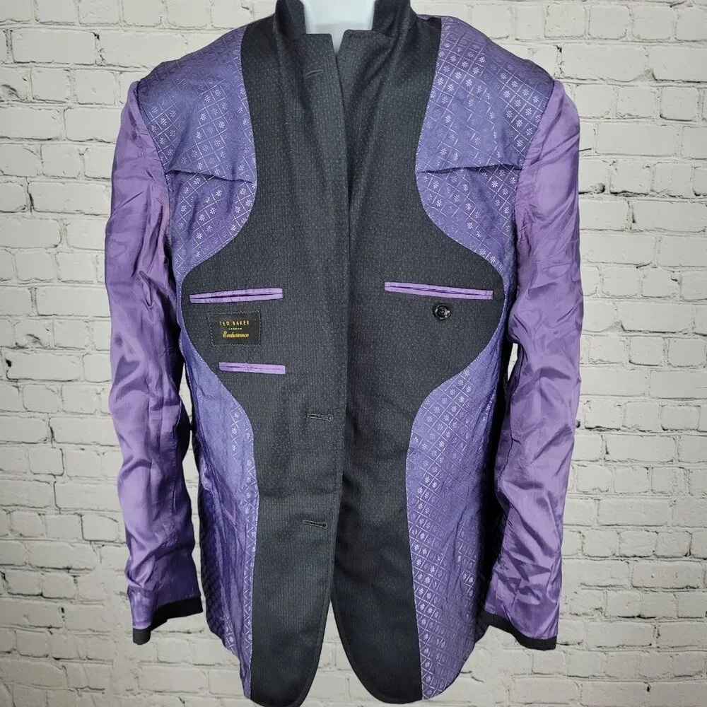 Ted Baker London Endurance Black Blue Wool Jay CT 2 Button Blazer Sport Coat 38R